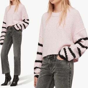 All Saints Pink Italian Yarn Eldon Cropped Jumper Sweater Women's Size Medium